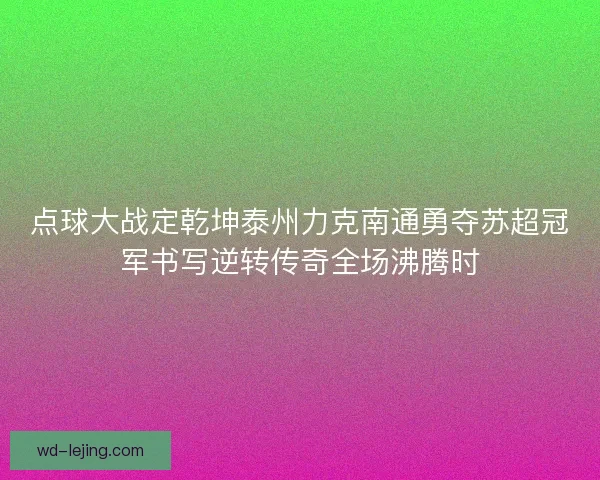 点球大战定乾坤泰州力克南通勇夺苏超冠军书写逆转传奇全场沸腾时